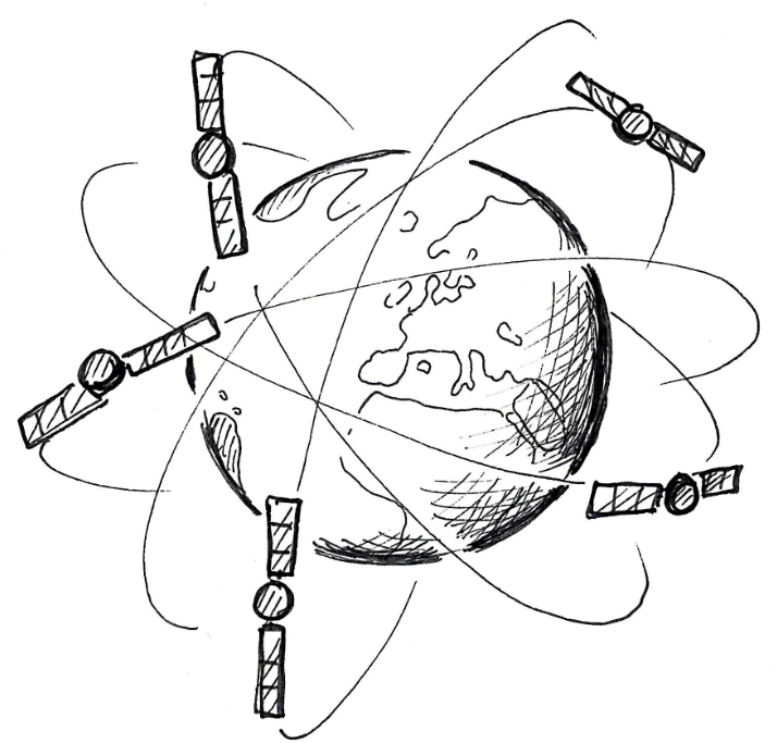 GPS-satellitter i kredsløb om Jorden