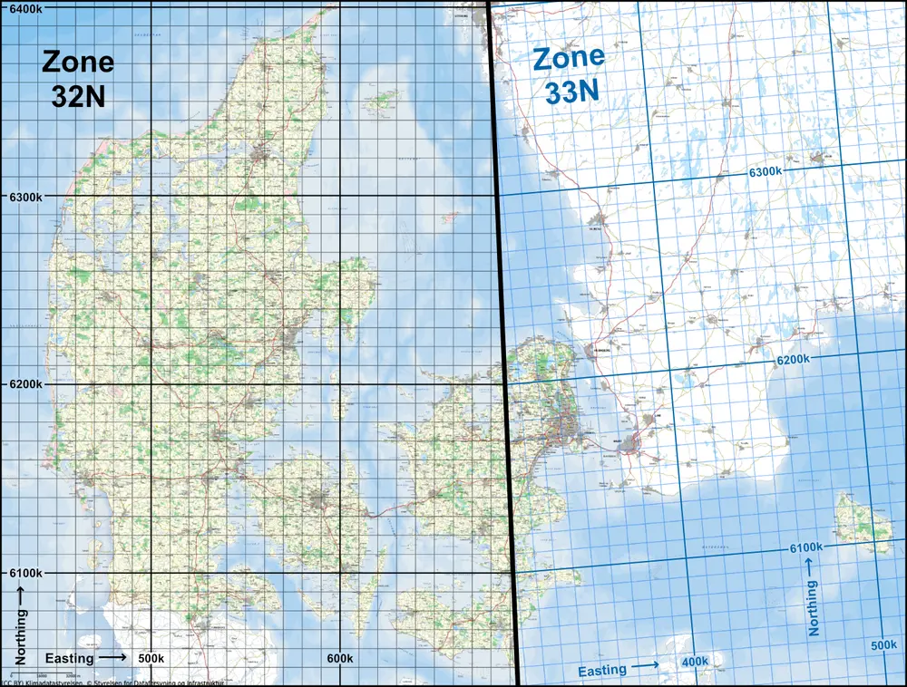UTM-net Zone 32N og 33N